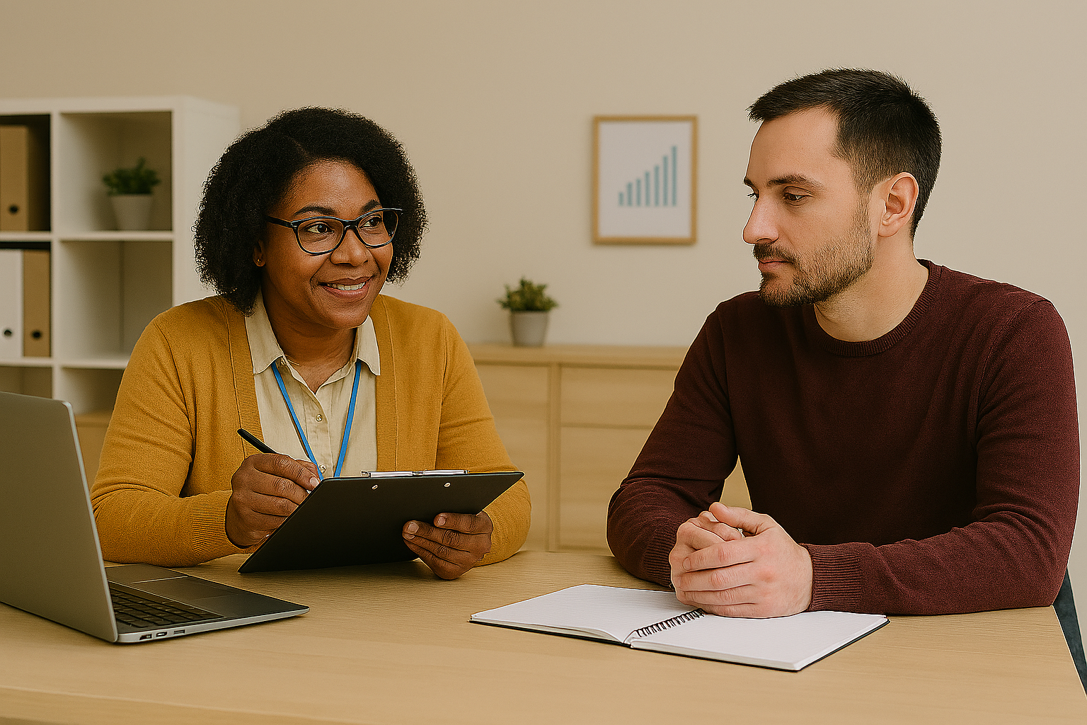 Person working with a ServiceSource social security disability benefits navigator to apply for SSDI.